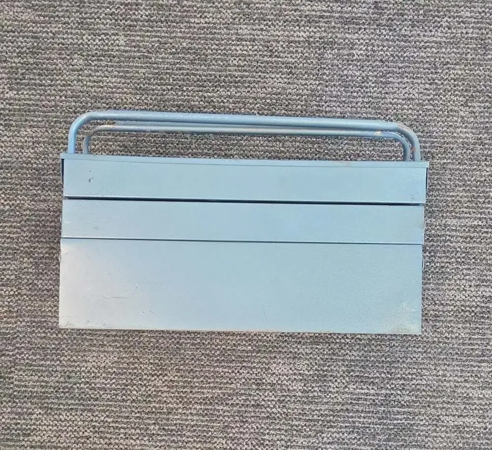 Vintage Cocaco Coutinho Carda & Co. Blue Cantilever Metal Tool Box